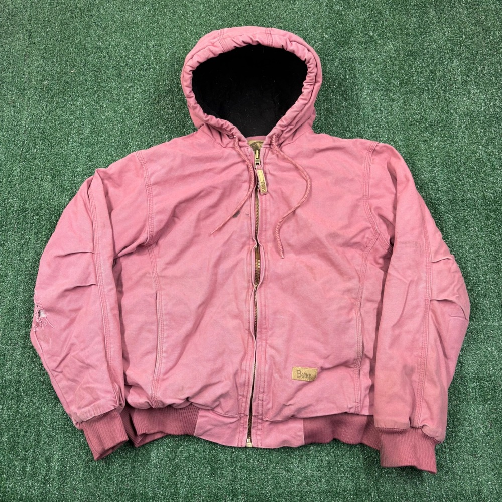 Vintage Berne Pink Canvas Workwear Hooded Jacket